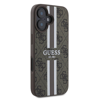 MagSafe-kotelo Apple iPhone 16 Plus -puhelimelle, Guess, 4G Printed Stripes, Ruskea