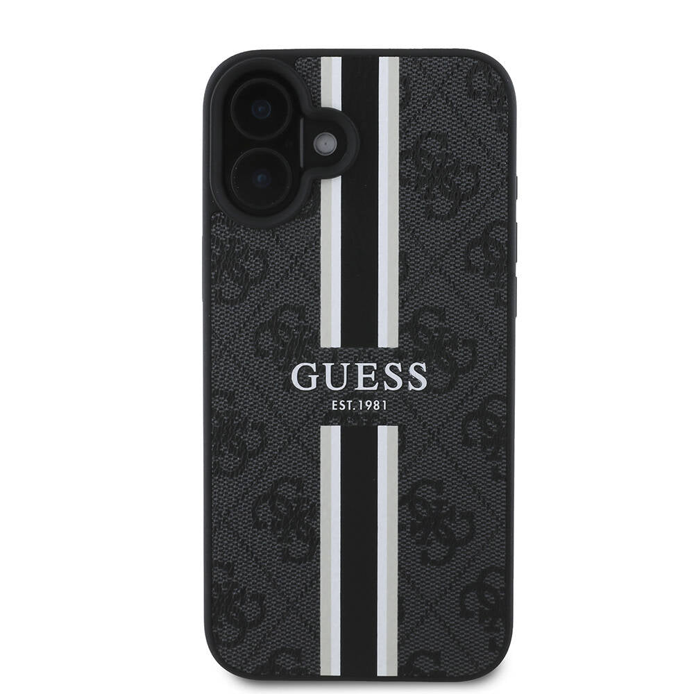 MagSafe-kotelo Apple iPhone 16 Plus -puhelimelle, Guess, 4G Printed Stripes, Musta