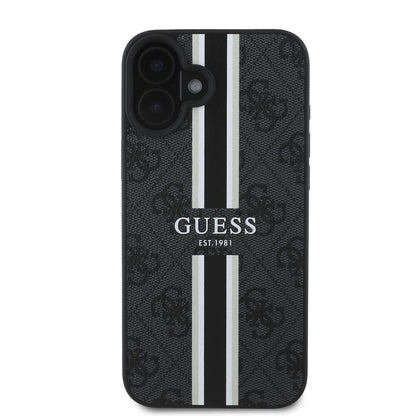 MagSafe-kotelo Apple iPhone 16 Plus -puhelimelle, Guess, 4G Printed Stripes, Musta