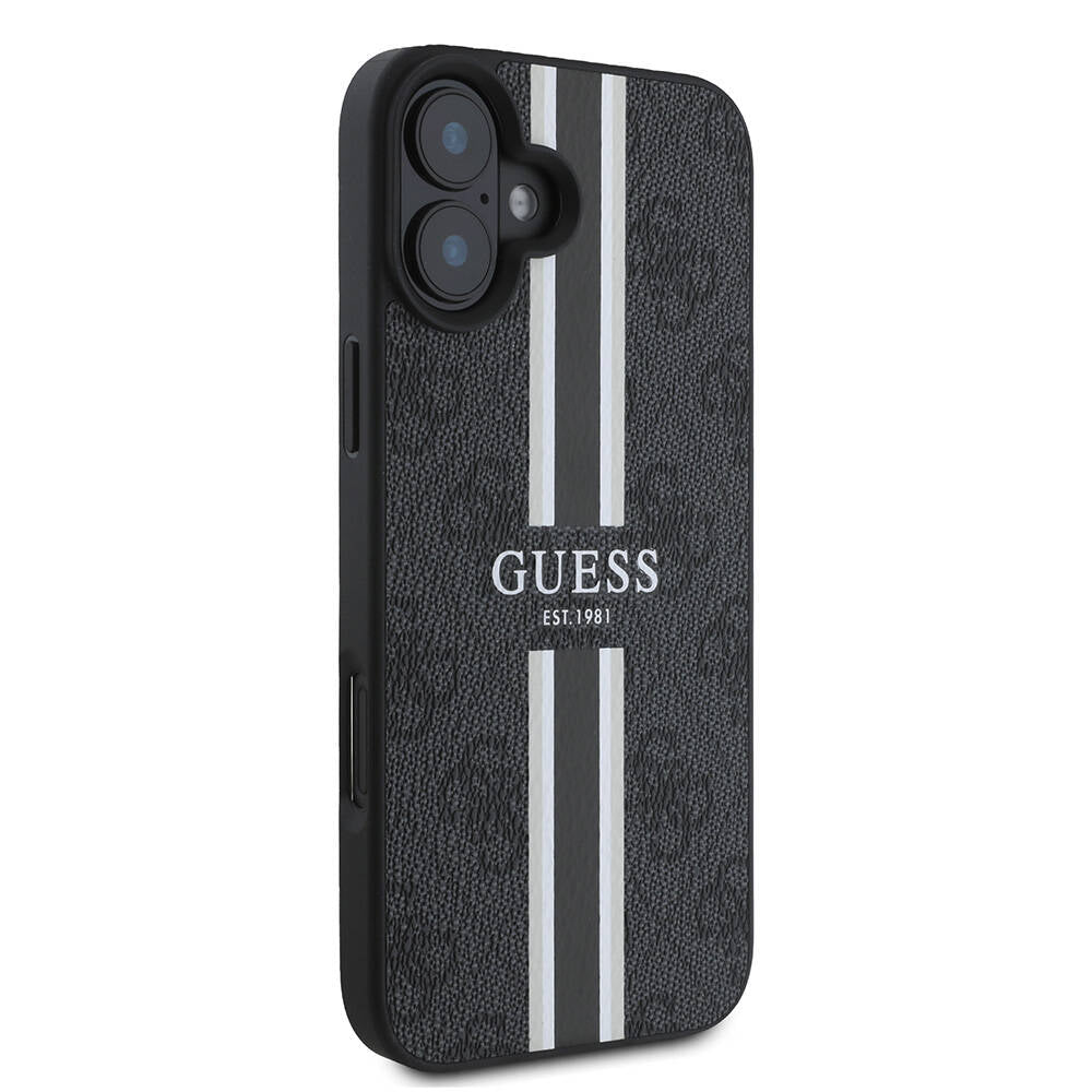 MagSafe-kotelo Apple iPhone 16 Plus -puhelimelle, Guess, 4G Printed Stripes, Musta