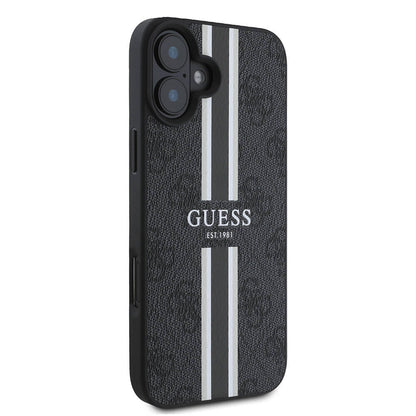 MagSafe-kotelo Apple iPhone 16 Plus -puhelimelle, Guess, 4G Printed Stripes, Musta