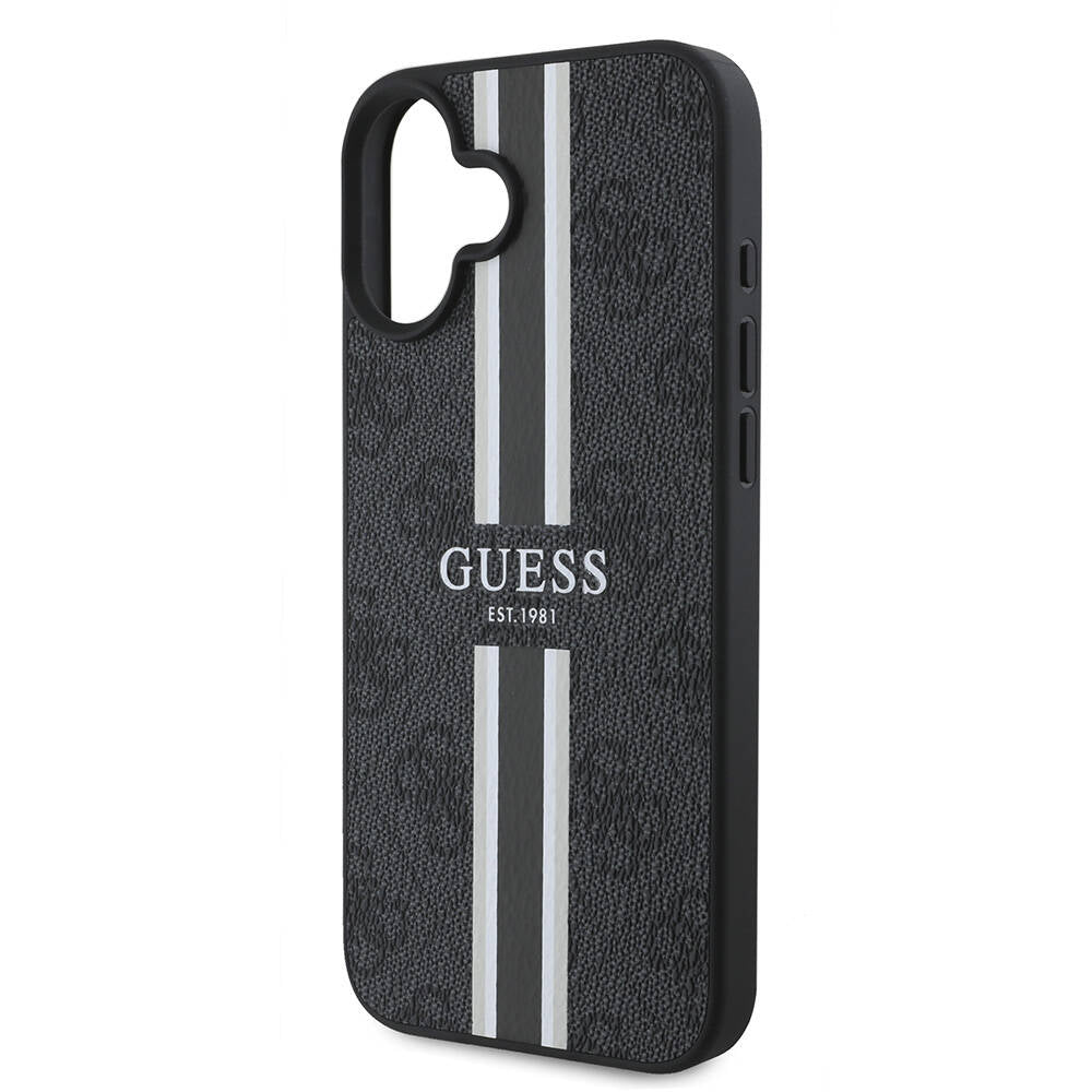 MagSafe-kotelo Apple iPhone 16 Plus -puhelimelle, Guess, 4G Printed Stripes, Musta
