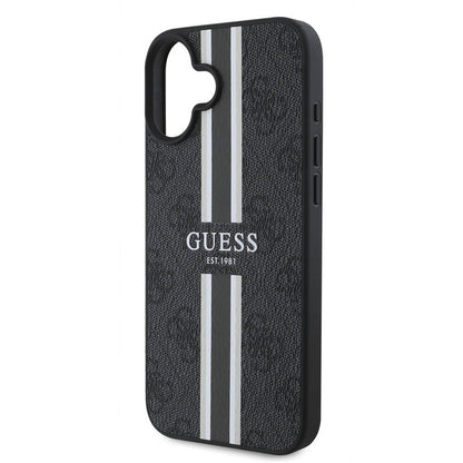 MagSafe-kotelo Apple iPhone 16 Plus -puhelimelle, Guess, 4G Printed Stripes, Musta