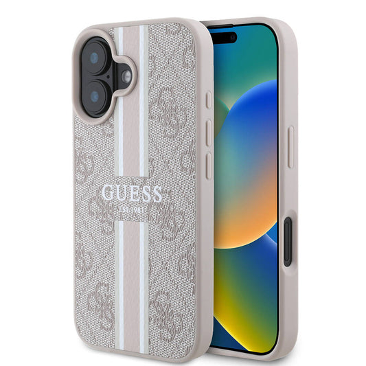 MagSafe-kotelo Apple iPhone 16 Plus -puhelimelle, Guess, 4G Printed Stripes, Pinkki