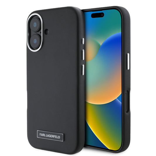 MagSafe-kotelo Apple iPhone 16 Plus -puhelimelle, Karl Lagerfeld, FW Metal Plate, Musta