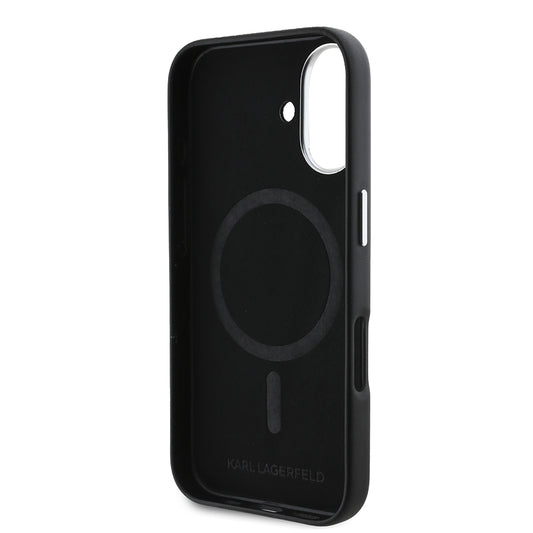 MagSafe-kotelo Apple iPhone 16 Plus -puhelimelle, Karl Lagerfeld, FW Metal Plate, Musta