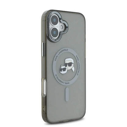 MagSafe-kotelo Apple iPhone 16 Plus -puhelimelle, Karl Lagerfeld, IML Metal Karl & Choupette's Heads, Musta