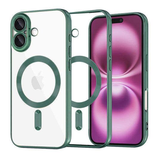 MagSafe-kuori Apple iPhone 16 Plusille, Techsuit, Luxury Crystal, Tummanvihreä