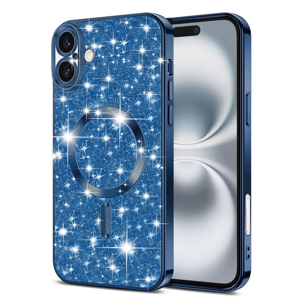 MagSafe-kuori Apple iPhone 16 Plusille, Techsuit, Luxury Glitter, Tummansininen