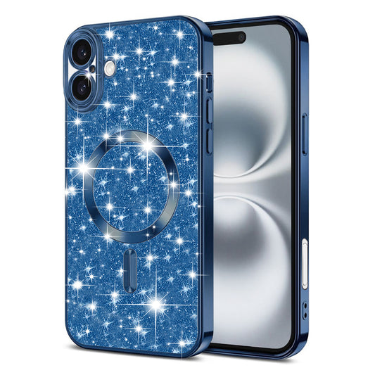 MagSafe-kuori Apple iPhone 16 Plusille, Techsuit, Luxury Glitter, Tummansininen