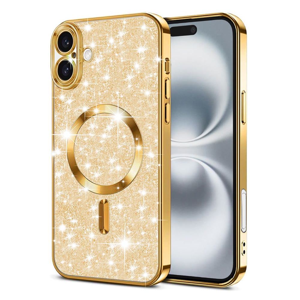 MagSafe-kuori Apple iPhone 16 Plusille, Techsuit, Luxury Glitter, Kultainen