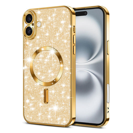 MagSafe-kuori Apple iPhone 16 Plusille, Techsuit, Luxury Glitter, Kultainen