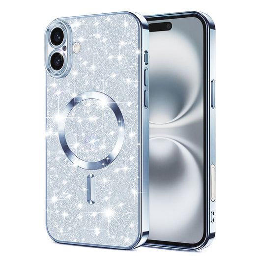 MagSafe-kuori Apple iPhone 16 Plusille, Techsuit, Luxury Glitter, Bleu