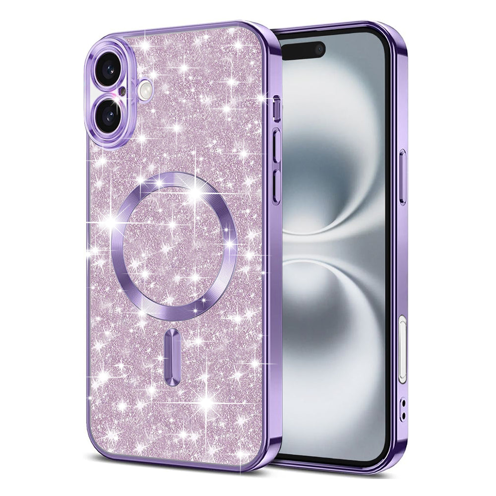 MagSafe-kuori Apple iPhone 16 Plusille, Techsuit, Luxury Glitter, Vaaleanvioletti