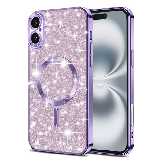 MagSafe-kuori Apple iPhone 16 Plusille, Techsuit, Luxury Glitter, Vaaleanvioletti