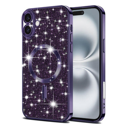 MagSafe-kuori Apple iPhone 16 Plusille, Techsuit, Luxury Glitter, Tummanvioletti