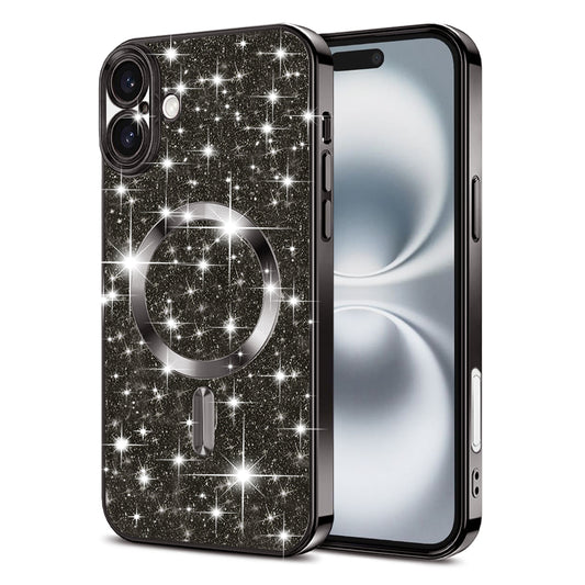 MagSafe-kuori Apple iPhone 16 Plusille, Techsuit, Luxury Glitter, Musta