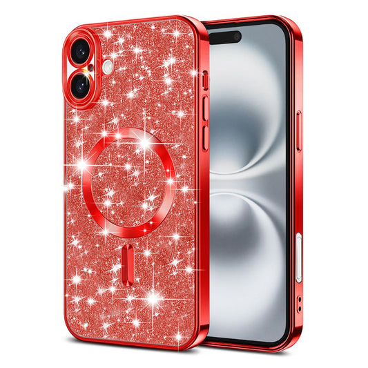 MagSafe-kuori Apple iPhone 16 Plusille, Techsuit, Luxury Glitter, Punainen