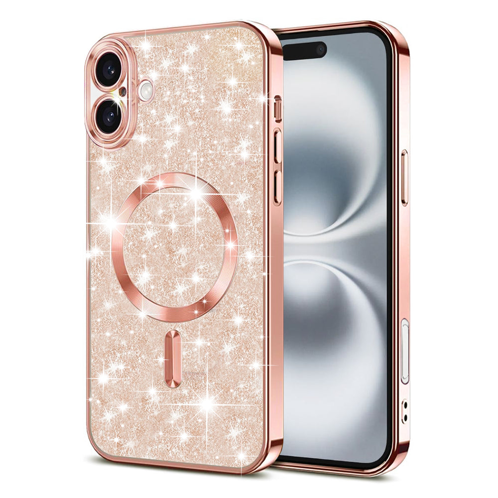 MagSafe-kuori Apple iPhone 16 Plusille, Techsuit, Luxury Glitter, Vaaleanpunainen Kulta