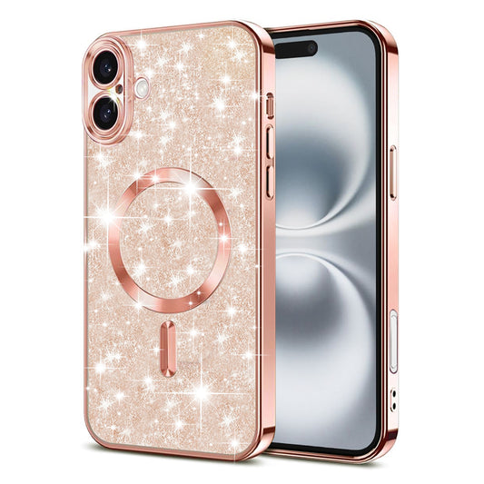 MagSafe-kuori Apple iPhone 16 Plusille, Techsuit, Luxury Glitter, Vaaleanpunainen Kulta