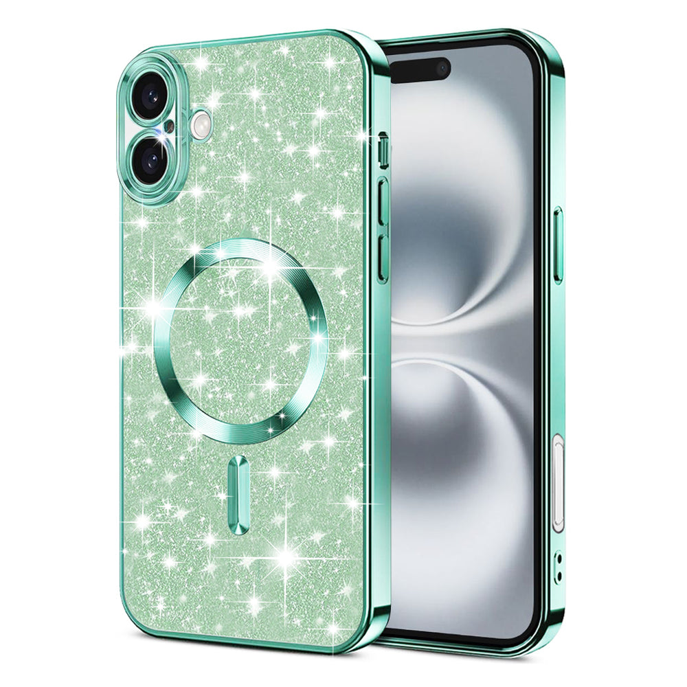 MagSafe-kuori Apple iPhone 16 Plusille, Techsuit, Luxury Glitter, Vaaleanvihreä