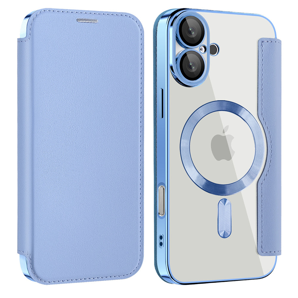 MagSafe Case for Apple iPhone 16 Plus, Techsuit, SmartMag Book, Blue