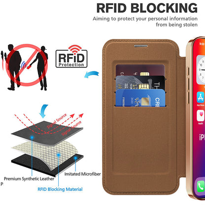 MagSafe Case for Apple iPhone 16 Plus, Techsuit, SmartMag Book, Brown