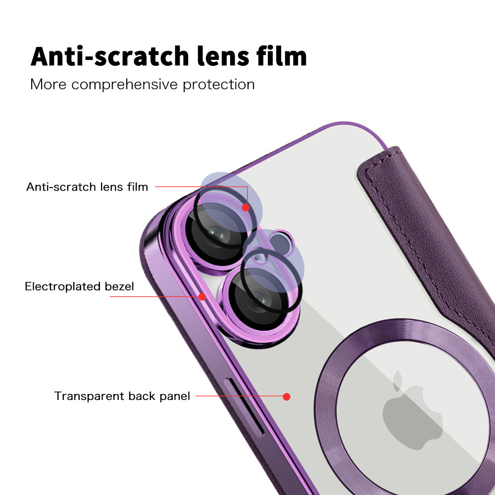 MagSafe Case for Apple iPhone 16 Plus, Techsuit, SmartMag Book, Purple