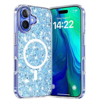 MagSafe-kuori Apple iPhone 16 Plusille, Techsuit, Kimaltava Glitter, Sininen