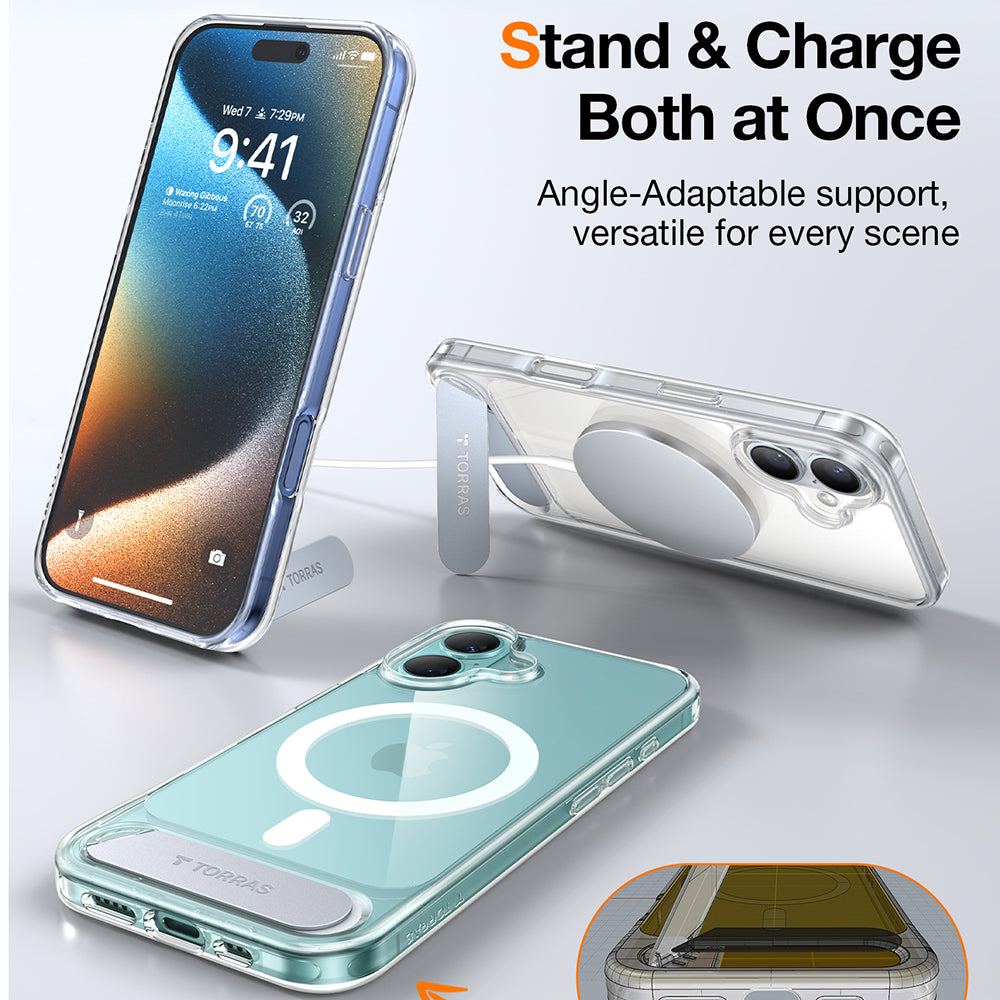 MagSafe-kotelo Apple iPhone 16 Plus -puhelimelle, Torras, Pstand, Läpinäkyvä
