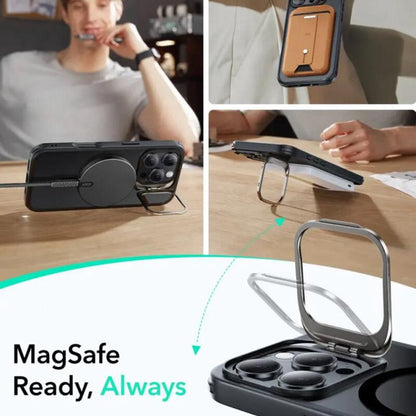 MagSafe-kotelo Apple iPhone 16 Prolle, ESR, Classic Hybrid Kickstand Slide, Satinoitu Musta
