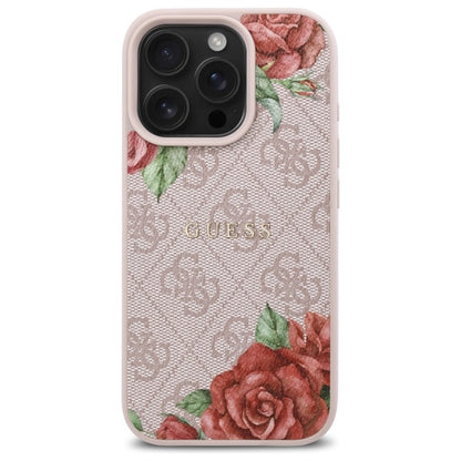 MagSafe-kotelo Apple iPhone 16 Prolle, Guess, 4G Flowers Print, Pinkki