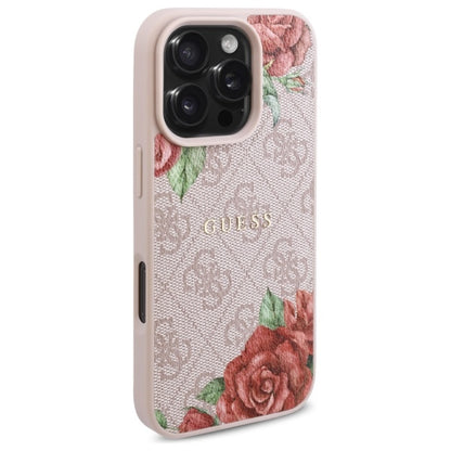 MagSafe-kotelo Apple iPhone 16 Prolle, Guess, 4G Flowers Print, Pinkki