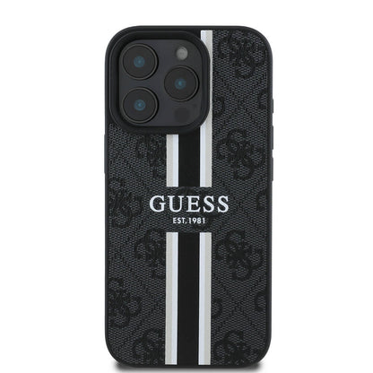 MagSafe-kotelo Apple iPhone 16 Prolle, Guess, 4G Printed Stripes, Musta
