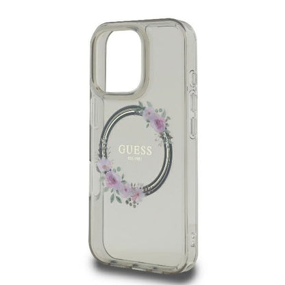 MagSafe-kotelo Apple iPhone 16 Prolle, Guess, IML Flowers Wreath, Musta