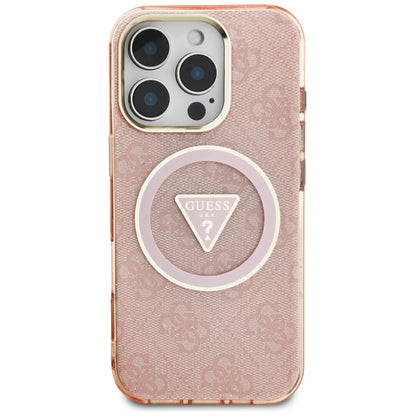 MagSafe-kotelo Apple iPhone 16 Prolle, Guess, IML Glitter 4G Circle Triangle, Pinkki