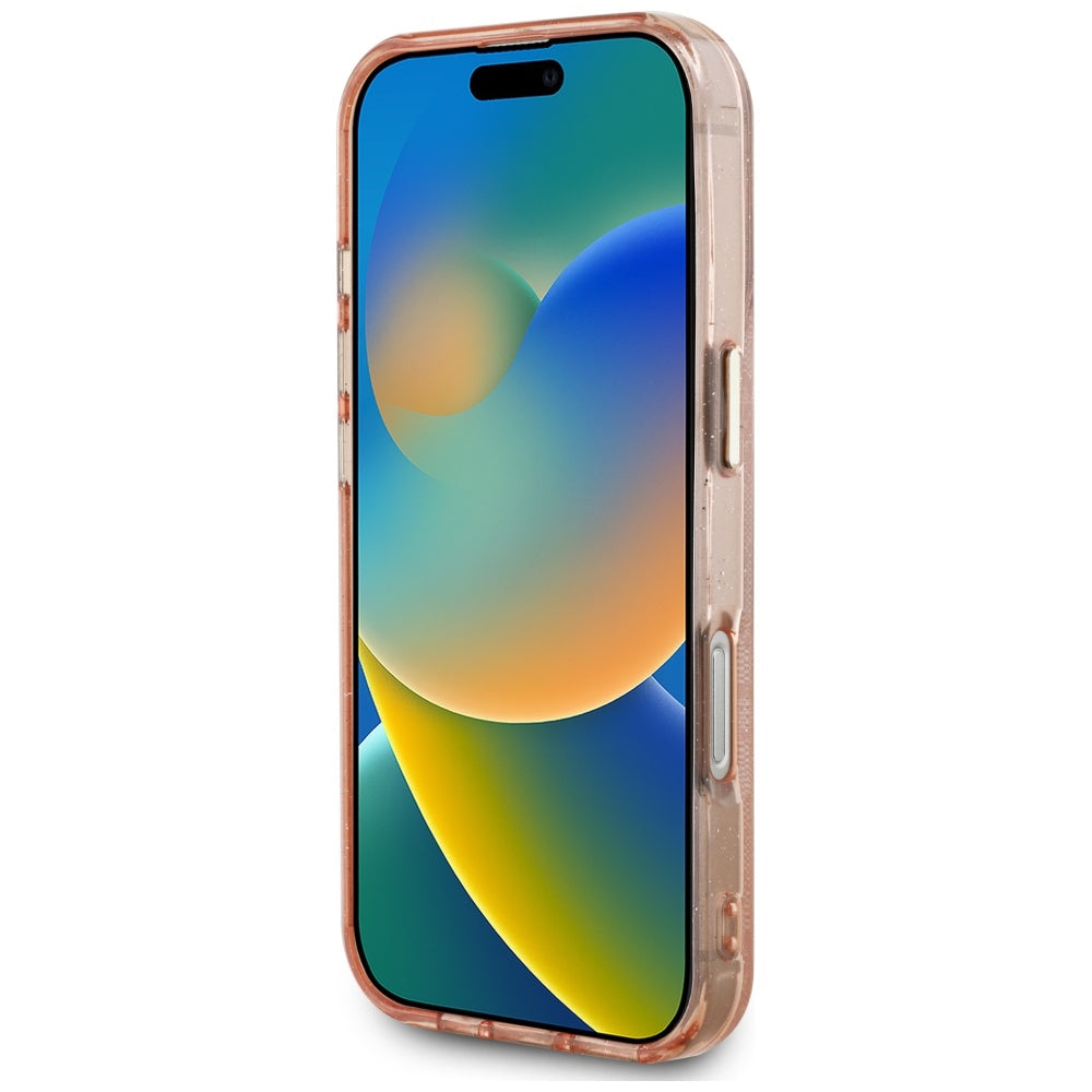 MagSafe-kotelo Apple iPhone 16 Prolle, Guess, IML Glitter 4G Circle Triangle, Pinkki