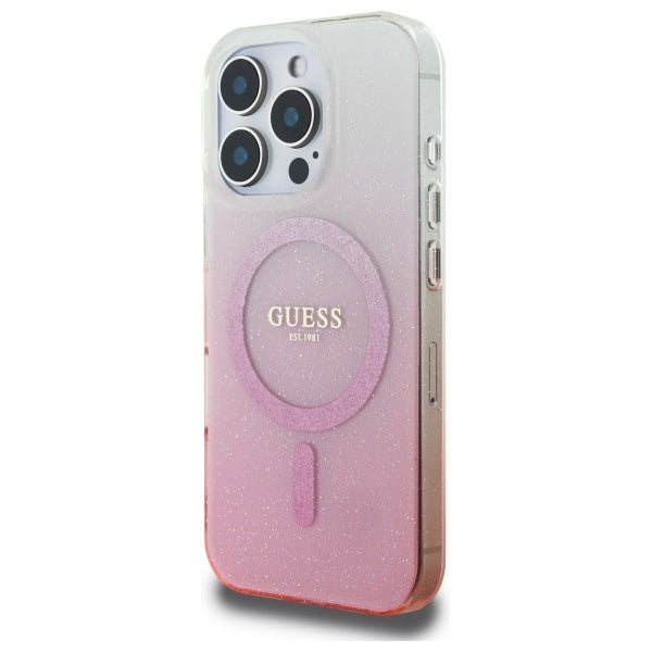MagSafe-kotelo Apple iPhone 16 Prolle, Guess, IML Glitter Gradient, Pinkki