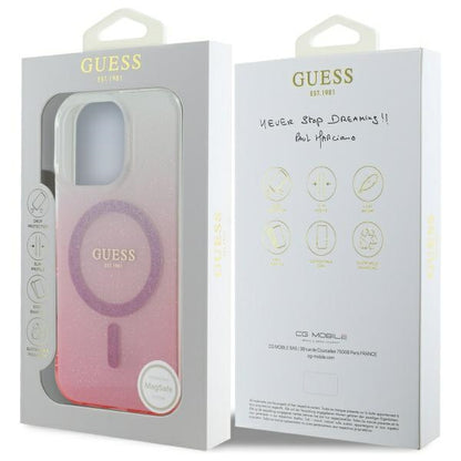 MagSafe-kotelo Apple iPhone 16 Prolle, Guess, IML Glitter Gradient, Pinkki