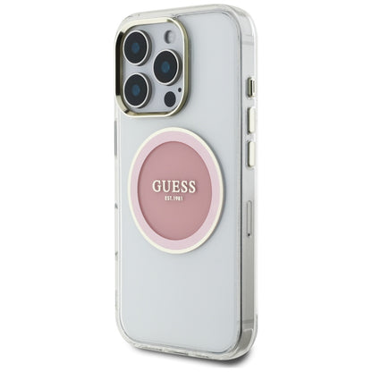 MagSafe-kotelo Apple iPhone 16 Prolle, Guess, IML Metal Colored Circle, Pinkki
