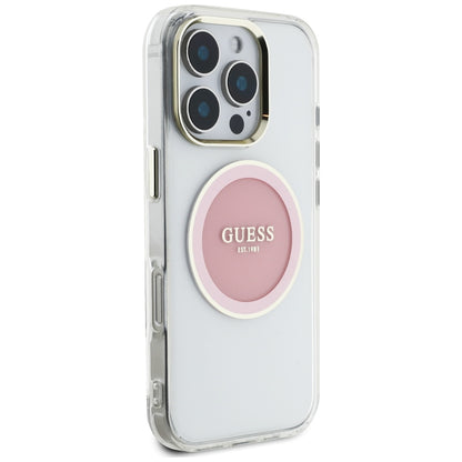 MagSafe-kotelo Apple iPhone 16 Prolle, Guess, IML Metal Colored Circle, Pinkki