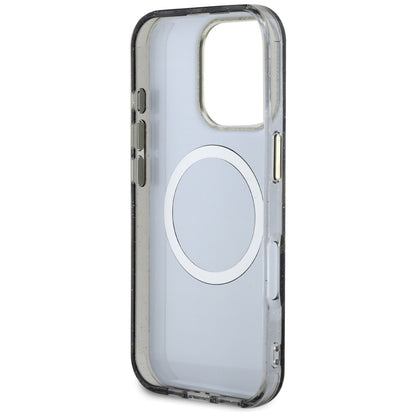 MagSafe-kotelo Apple iPhone 16 Prolle, Guess, IML Metal Glitter Flowers Triangle, Musta