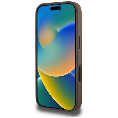 MagSafe-kotelo Apple iPhone 16 Prolle, Guess, Peony Grained Hot Stamp Triangle, Ruskea