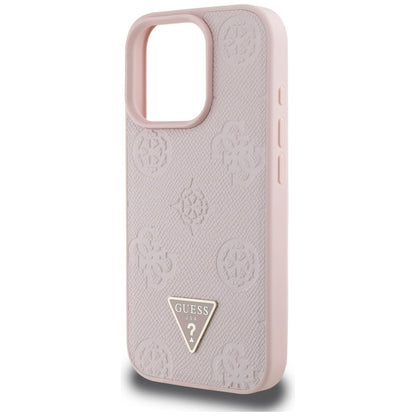 MagSafe-kotelo Apple iPhone 16 Prolle, Guess, Peony Grained Hot Stamp Triangle, Pinkki