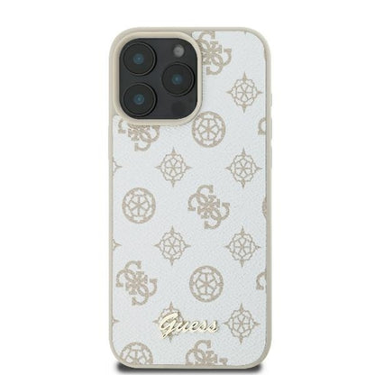 MagSafe Case for Apple iPhone 16 Pro, Guess, Peony Script, White