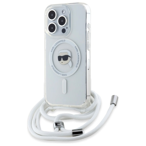 MagSafe-kotelo Apple iPhone 16 Prolle, Karl Lagerfeld, IML Crossbody Karl's Head, Läpinäkyvä