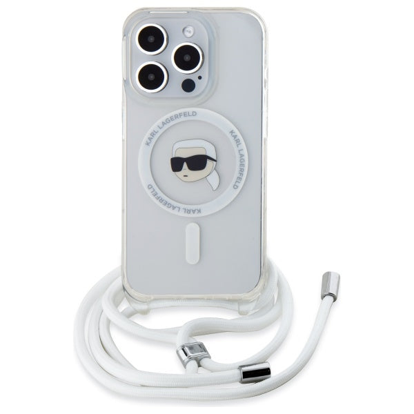 MagSafe-kotelo Apple iPhone 16 Prolle, Karl Lagerfeld, IML Crossbody Karl's Head, Läpinäkyvä