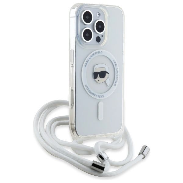 MagSafe-kotelo Apple iPhone 16 Prolle, Karl Lagerfeld, IML Crossbody Karl's Head, Läpinäkyvä