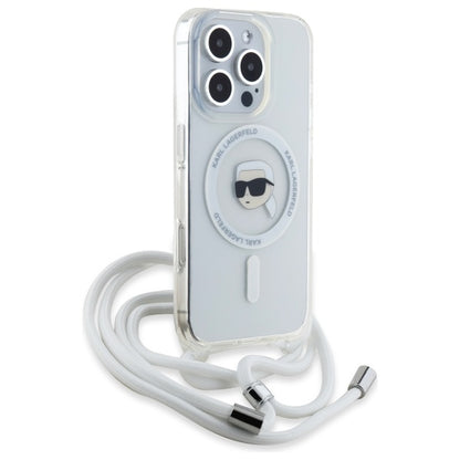 MagSafe-kotelo Apple iPhone 16 Prolle, Karl Lagerfeld, IML Crossbody Karl's Head, Läpinäkyvä
