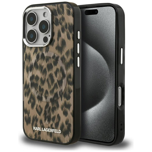 MagSafe-kotelo Apple iPhone 16 Prolle, Karl Lagerfeld, IML Leopard Pattern, Ruskea